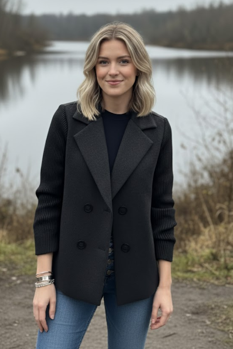 Bianca - Ribbed Sleeve Blazer Jacket