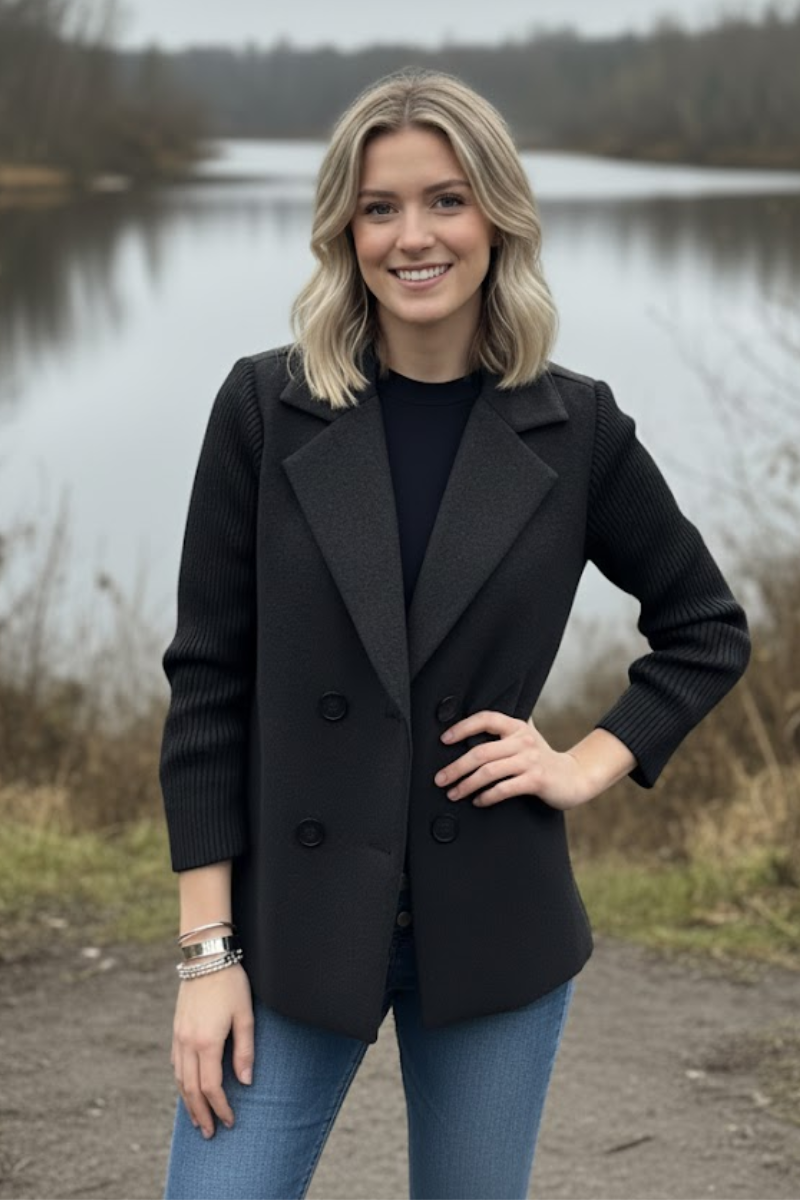 Bianca - Ribbed Sleeve Blazer Jacket