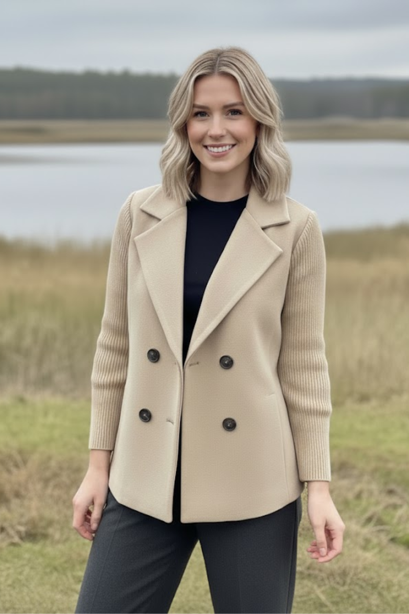 Bianca - Ribbed Sleeve Blazer Jacket