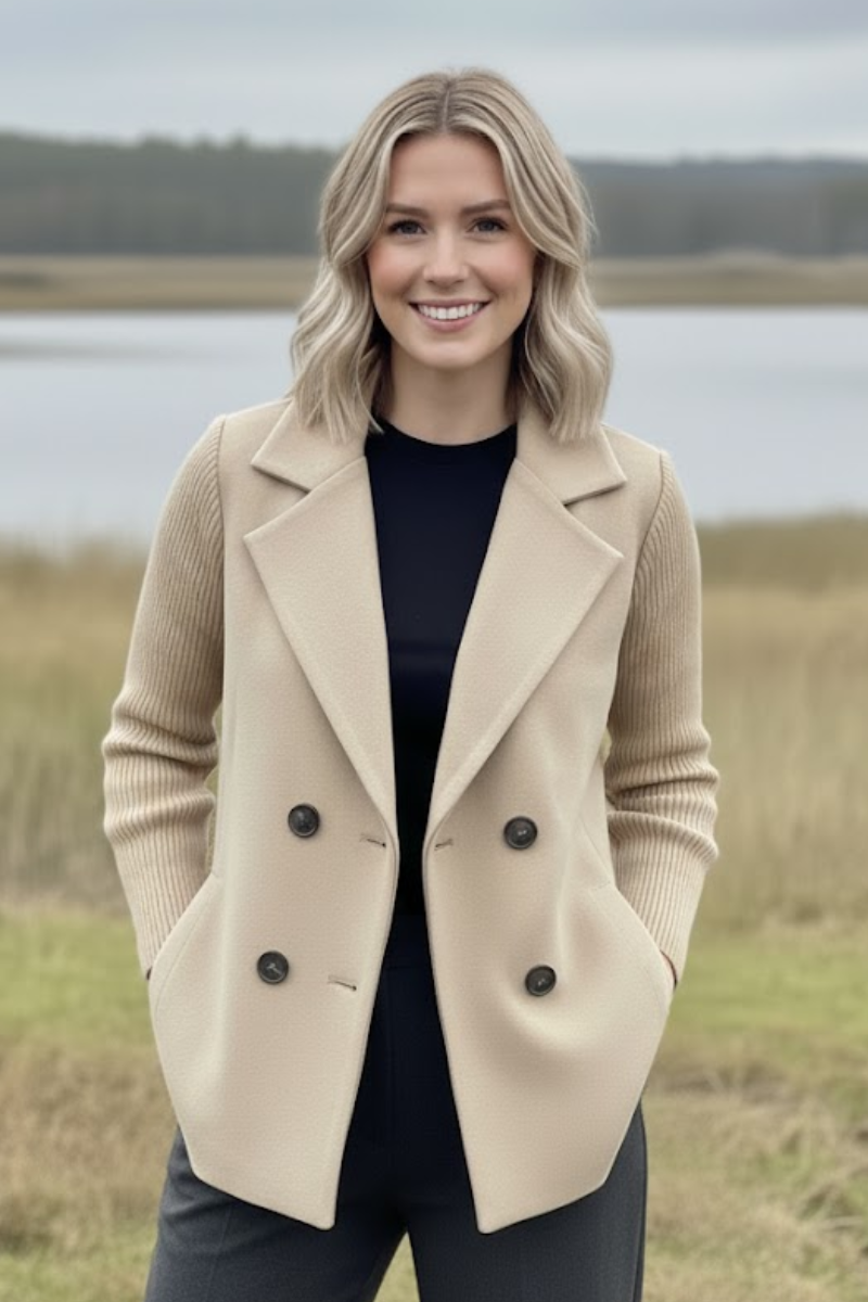 Bianca - Ribbed Sleeve Blazer Jacket