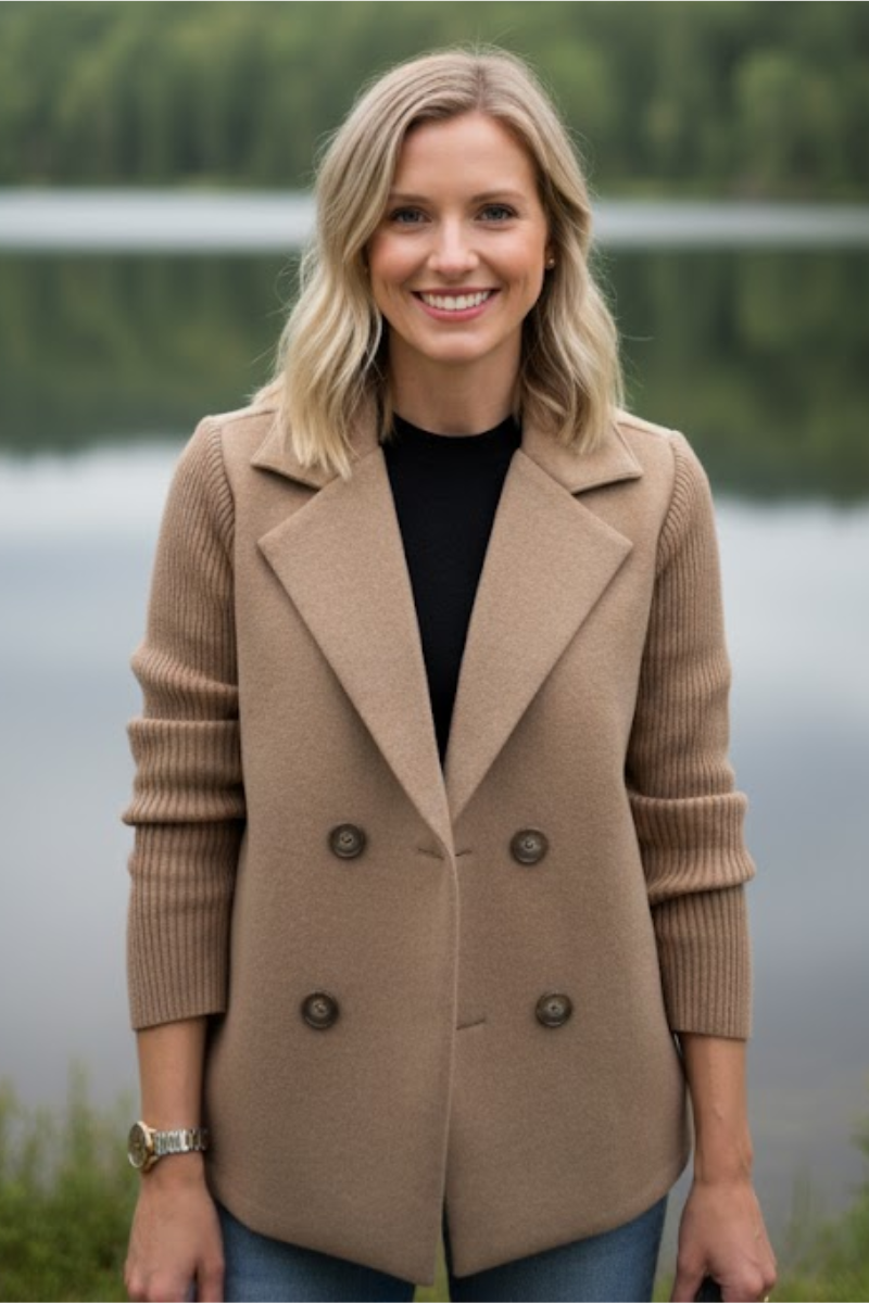 Bianca - Ribbed Sleeve Blazer Jacket