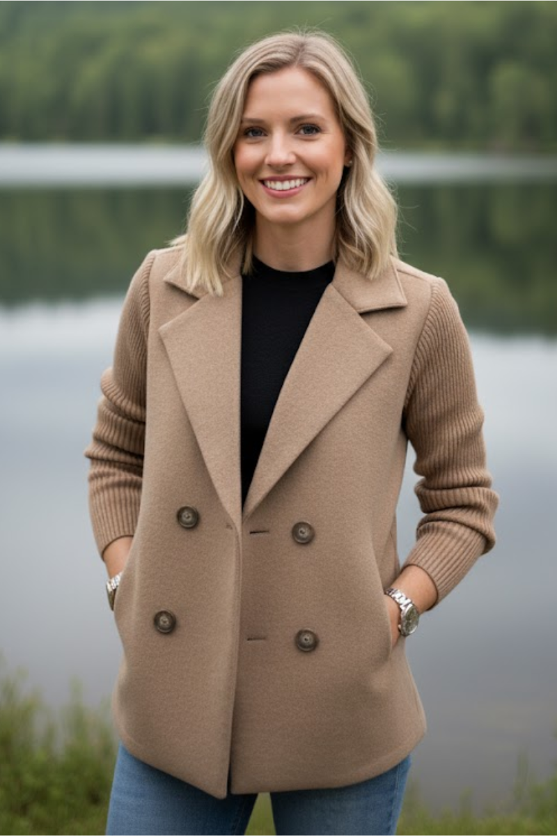 Bianca - Ribbed Sleeve Blazer Jacket