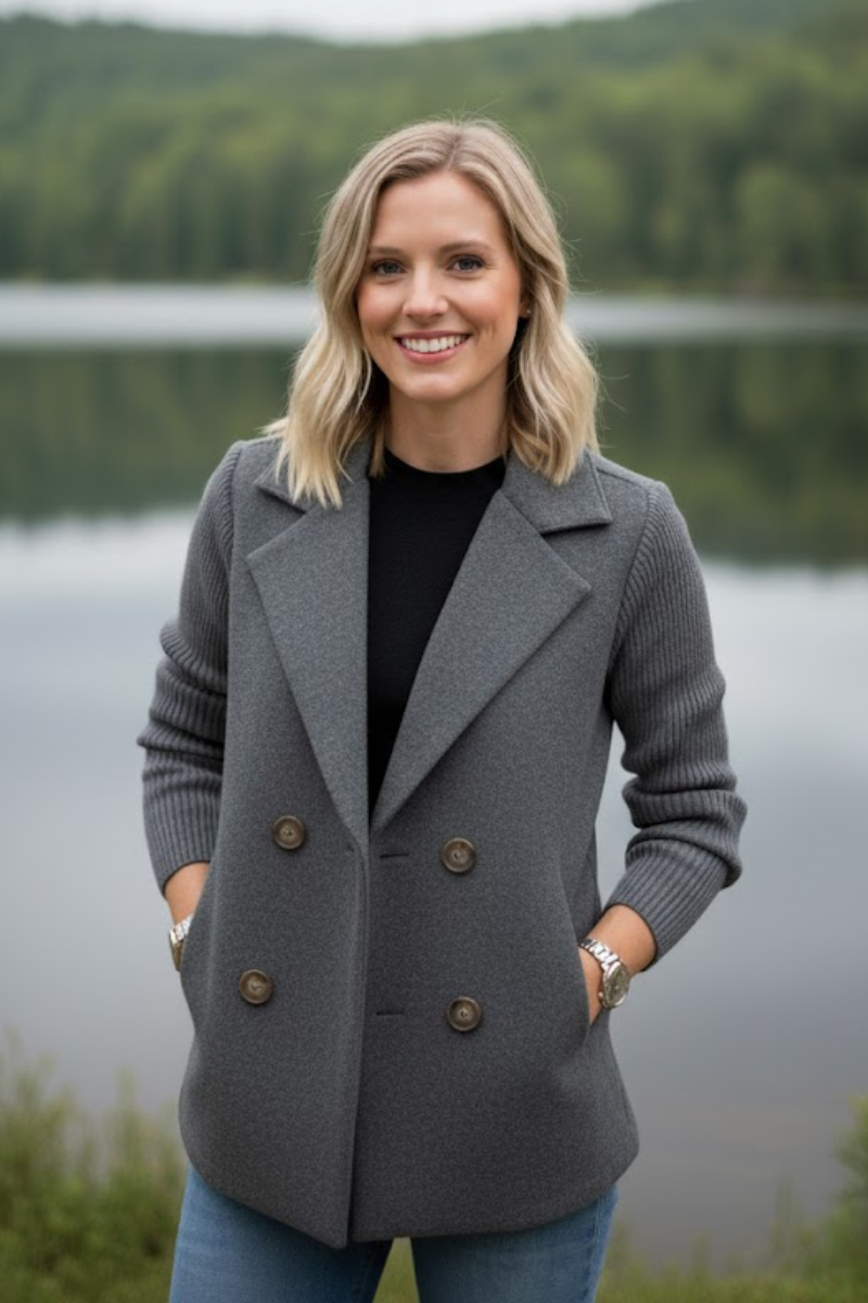 Bianca - Ribbed Sleeve Blazer Jacket