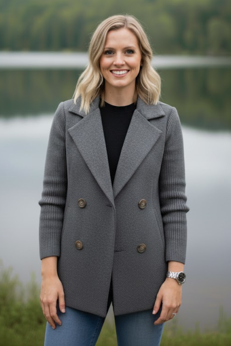 Bianca - Ribbed Sleeve Blazer Jacket