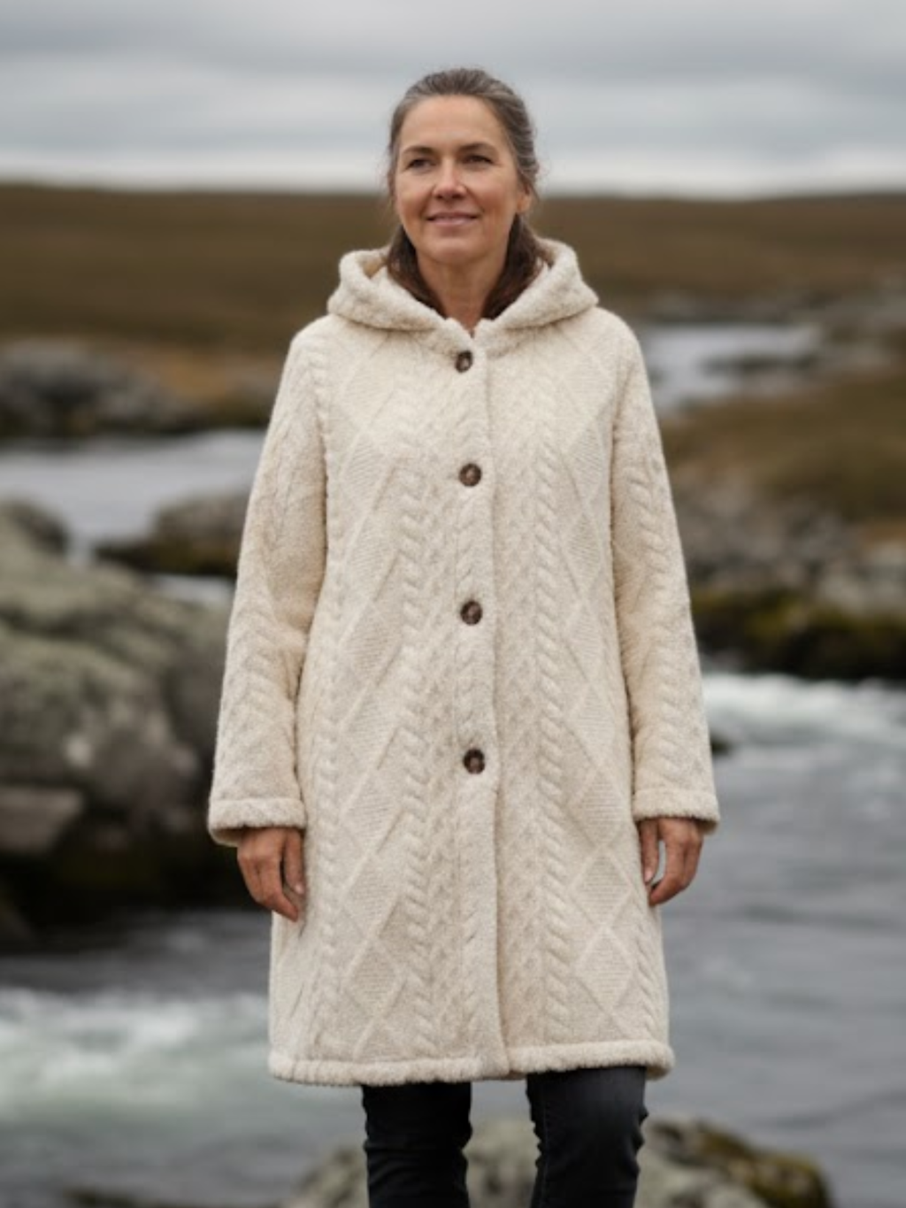 Rhombus Hooded Teddy Jacket