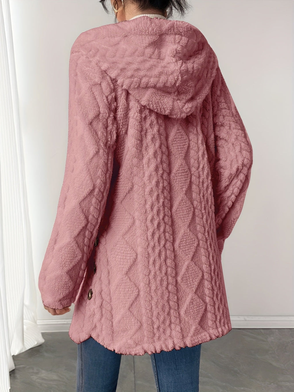 Rhombus Hooded Teddy Jacket